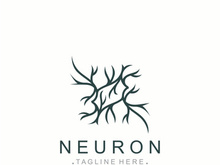 Neuron logo or nerve cell healthy abstract molecule design template