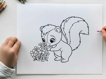 Cute bear holding flowers vector illustration flat design