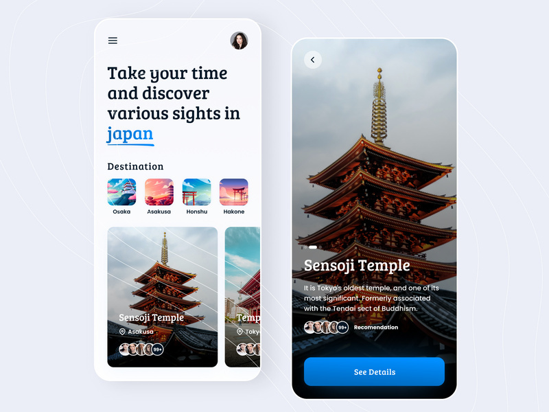 Travel Destination App UI Design