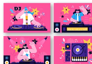 9 Nightlife Club DJ Vector Illustration