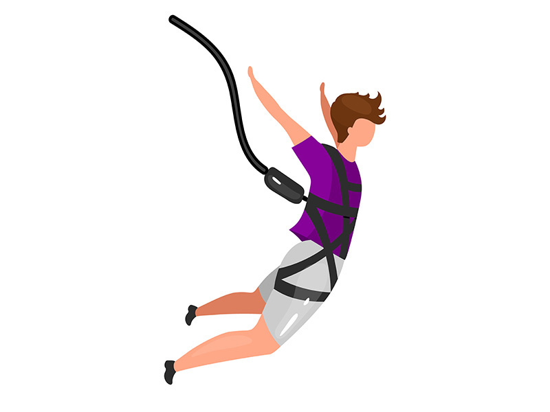 Bungee jumping flat vector illustration