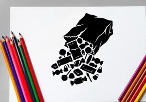 Black and White Hand Holding Falling Debris and Rocks