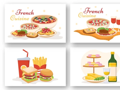 10 French Food Cuisine Restaurant Illustration