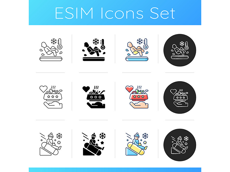 Winter seasonal activity icons set