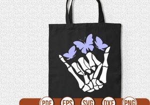 skeleton hands with Butterfly t shirt Design