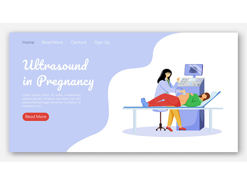Ultrasound in pregnancy landing page vector template