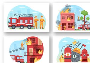 11 Fire Department or Firefighter Illustration