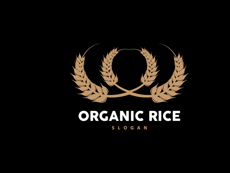 Wheat Grain Rice Logo, Simple Design Organic Vector Illustration