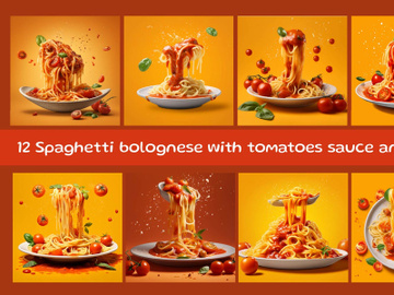 Spaghetti bolognese with tomatoes sauce and basil preview picture