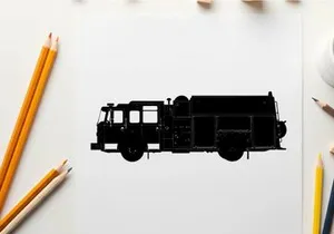 Silhouette of a fire truck vehicle emergency response