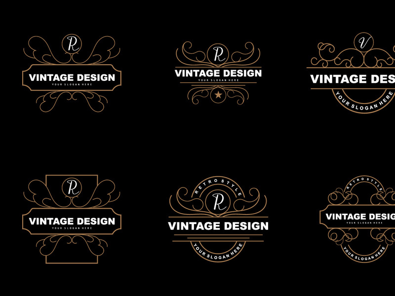 Retro Vintage Design, Luxurious Minimalist Vector Ornament Logo