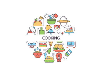 Cooking abstract color concept layout with headline preview picture
