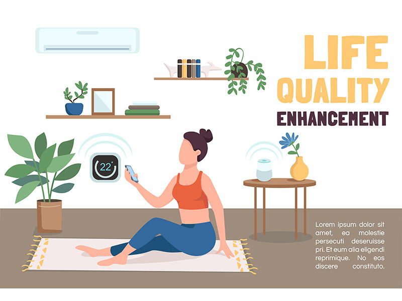 Life quality enhancement banner flat vector template