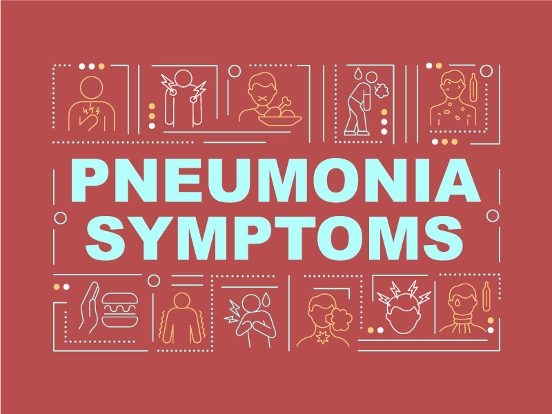 Pneumonia signs red word concepts banner