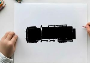 Silhouette of a semi truck with trailer on white background