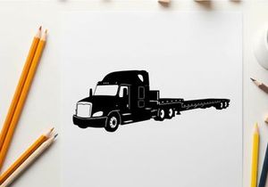 Silhouette of a semi truck with trailer