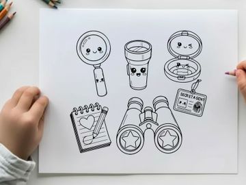 Spy detective tools and secret agent items flat design vector illustration preview picture