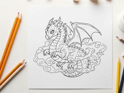 Cute baby dragon flying vector illustration art