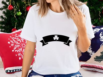 Black ribbon with white clover symbol luck elegance vector