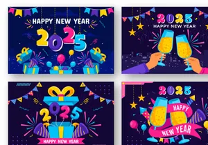 12 Happy New Year 2025 Illustration