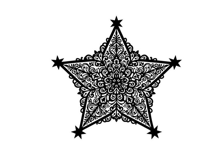 Intricate black lace Christmas star ornament for holiday decor