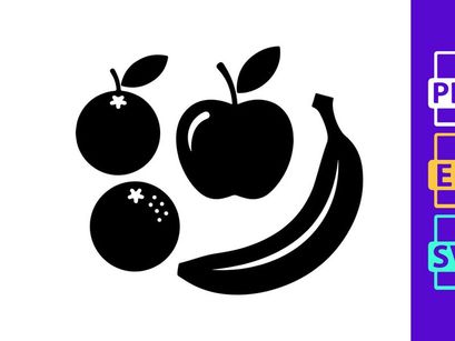 Fresh Healthy Fruit Icons Apple Orange Banana Food Vector