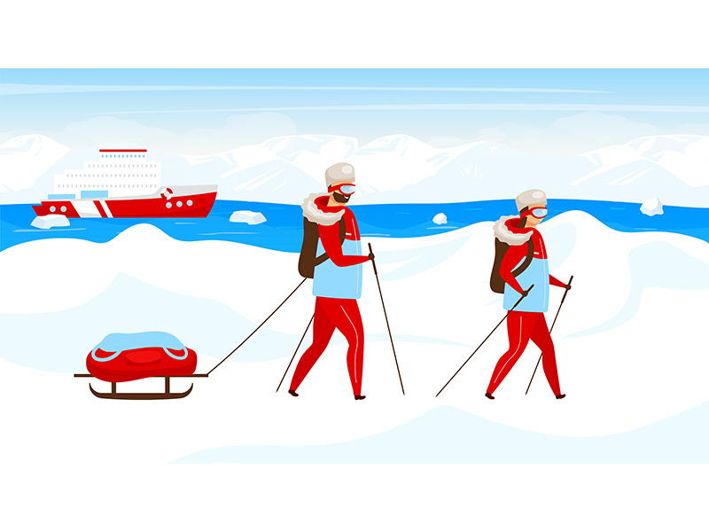 Expedition flat vector illustration