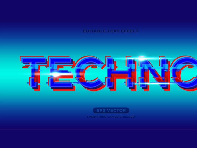 Techno editable text effect vector template