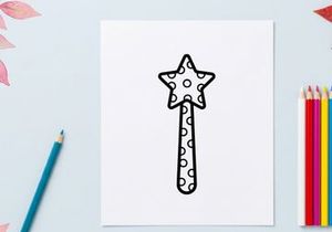 Estrela de alfinete desenhada à mão Halloween. Crachá assustador feito à mão com padrão celestial e