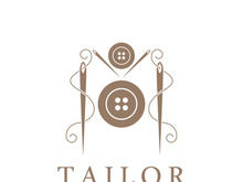 Tailor logo icon illustration template combination of buttons for clothes, thread and sewing machine, for clothing product design