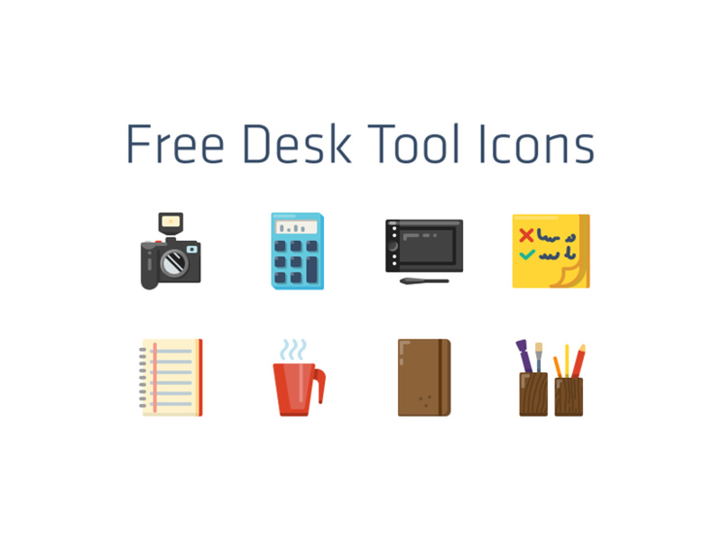 Flat Desk Tool Icons