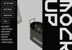 Oval Metal Bucket Mockup