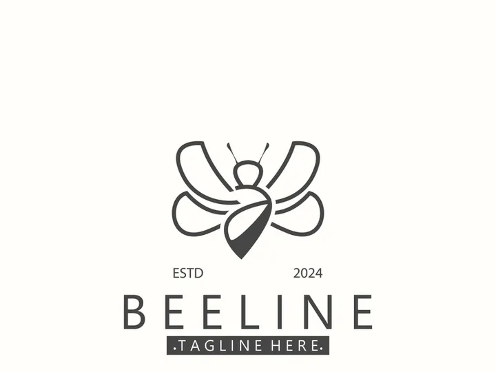 Bee line art animal exclusive logo simple inspiration on black background design