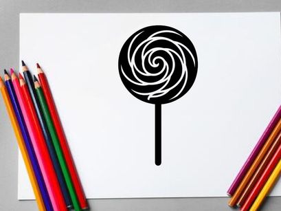 Lolipop Preto e Branco em Haste para Temas de Doces e Sobremesas
