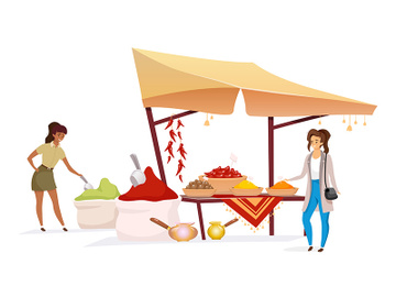 Woman choosing spices flat color vector faceless character preview picture