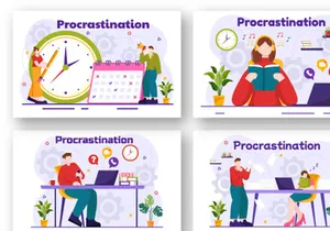 12 Procrastination Vector Illustration