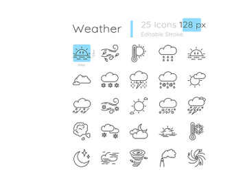 Weather forecast linear icons set preview picture