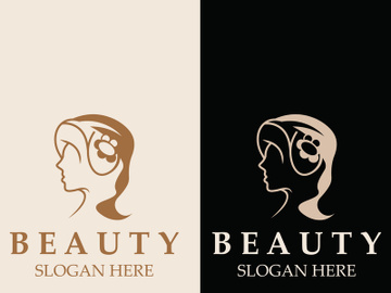 Woman Beauty care logo. Nature face saloon and spa design flat vector preview picture