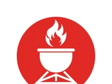 BBQ grill simple and symbol icon with smoke or steam logo vector illustration