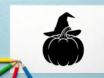 Halloween Pumpkin with Witch Hat for Fall Decor and Celebrations
