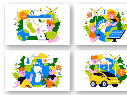 10 Carbon Footprint Reduction Illustration