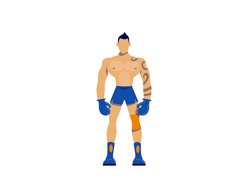 Boxer flat color vector faceless character