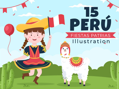 15 Fiestas Patrias Peru Illustration