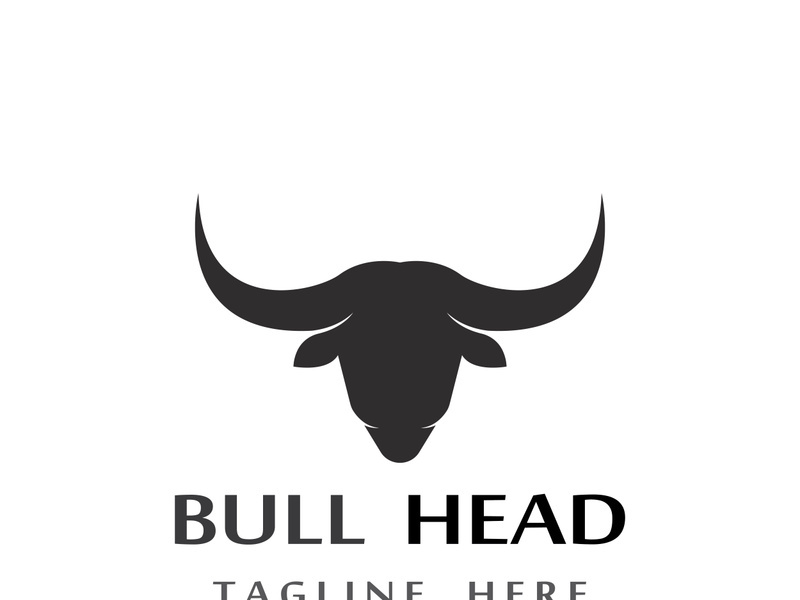 Retro vintage bull head horns logo design.