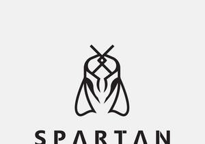 Spartan Helmet Warrior Logo template. spartan flat design vector