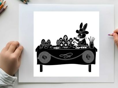 Easter bunny preparing silhouette for holiday celebration