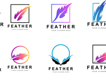 Feather Logo, Animal Wing Design, Vector Icon Template Simple