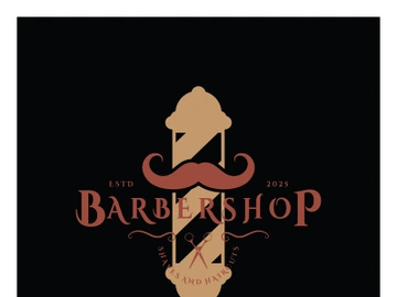 Barbershop logo vintage, retro, haircut, shaving, with scissors, shaving pole, comb, razor. for business, emblems, labels, barber shops, badges. preview picture