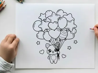 Cute bear with heart balloons love celebration vector illustration