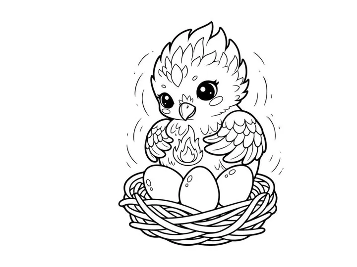 Cute baby bird in nest vector illustration flat design